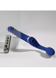 Синий безремневой страпон Multi Orgasm Bendable Strap-On size XL с клиторальной стимуляцией - Strap-on-me - купить с доставкой в Иркутске