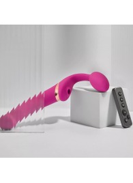 Ярко-розовый безремневой страпон Multi Orgasm Bendable Strap-On size L с клиторальной стимуляцией - Strap-on-me - купить с доставкой в Иркутске