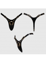 Черный пояс для фиксации насадок Strap-On-Me Leatherette Harness Fabulous - Strap-on-me - купить с доставкой в Иркутске