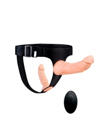 Женский страпон с 2 насадками, вибрацией и пультом ДУ - Erowoman-Eroman - купить с доставкой в Иркутске