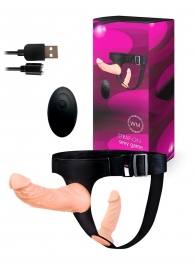 Женский страпон с 2 насадками, вибрацией и пультом ДУ - Erowoman-Eroman - купить с доставкой в Иркутске