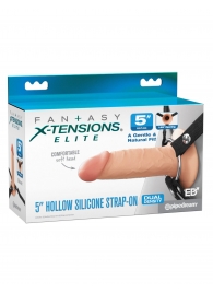 Телесный пустотелый фаллопротез 5’’ Hollow Silicone Strap-On - 14 см. - Pipedream - купить с доставкой в Иркутске