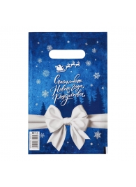 Сине-белый подарочный новогодний пакет с вырубной ручкой (20х30 см) - Сима-Ленд - купить с доставкой в Иркутске