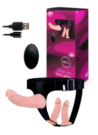 Женский страпон с 3 насадками и вибрацией - Erowoman-Eroman - купить с доставкой в Иркутске