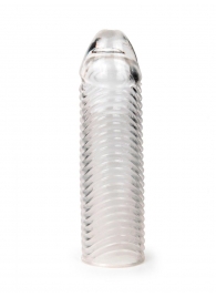 Прозрачная закрытая насадка на пенис с ребрышками - 16 см. - Sex Expert - в Иркутске купить с доставкой