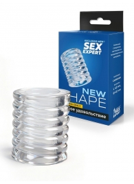 Прозрачная сквозная насадка на пенис с ребрышками - Sex Expert - в Иркутске купить с доставкой