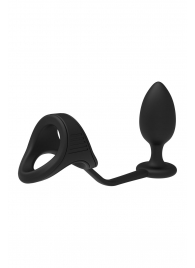 Черное эрекционное кольцо с анальной пробкой Cockstrap With Anal Plug - Dream Toys - в Иркутске купить с доставкой