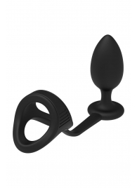 Черное эрекционное кольцо с анальной пробкой Cockstrap With Anal Plug - Dream Toys - в Иркутске купить с доставкой
