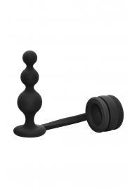 Черное эрекционное кольцо с анальной елочкой Cockring With Beaded Anal Plug - Dream Toys - в Иркутске купить с доставкой