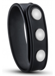 Черное эрекционное кольцо на кнопках - Blush Novelties - в Иркутске купить с доставкой