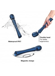 Синий вибромассажёр с насадками Man.wand Edgy - Manwan - в Иркутске купить с доставкой