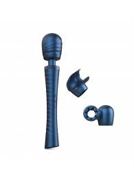 Синий вибромассажёр с насадками Man.wand Edgy - Manwan - в Иркутске купить с доставкой