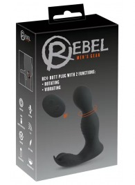 Черная анальная пробка с вибрацией, вращением и пультом ДУ RC Butt Plug with 2 Functions - Orion - в Иркутске купить с доставкой