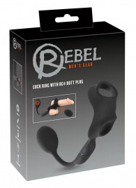 Черное виброкольцо с анальной пробкой Cock Ring with RC Butt Plug - Orion - в Иркутске купить с доставкой