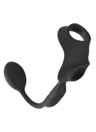 Черное виброкольцо с анальной пробкой Cock Ring with RC Butt Plug - Orion - в Иркутске купить с доставкой