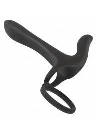 Черная насадка на член с вибрацией Couple’s Vibrator - Orion - в Иркутске купить с доставкой