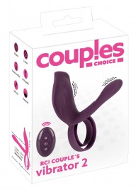 Фиолетовая насадка на член с клиторальным отростком и пультом ДУ RC Couple’s Vibrator 2 - Orion - в Иркутске купить с доставкой