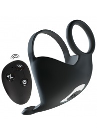 Черная вибронасадка для эрекции и стимуляции мошонки Cock ring with RC ball massager - Orion - в Иркутске купить с доставкой