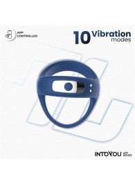 Синее интерактивное эрекционное виброкольцо Rank - Intoyou - в Иркутске купить с доставкой