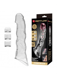 Прозрачный фаллоудлинитель с 3 вставками - 28 см. - Baile - в Иркутске купить с доставкой