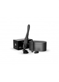 Черная секс-машина с функцией нагрева, насадками и присоской Sesh - Zalo - купить с доставкой в Иркутске