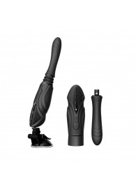 Черная секс-машина с функцией нагрева, насадками и присоской Sesh - Zalo - купить с доставкой в Иркутске