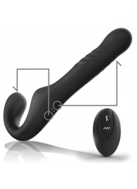 Черный безремневой страпон с вибрацией и возвратно-поступательными движениями - 24 см. - Ibiza - купить с доставкой в Иркутске