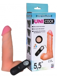 Фаллическая насадка Харнесс UNICOCK 5,5  с вибрацией - 17 см. - LOVETOY (А-Полимер) - купить с доставкой в Иркутске