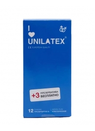 Классические презервативы Unilatex Natural Plain - 12 шт. + 3 шт. в подарок - Unilatex - купить с доставкой в Иркутске