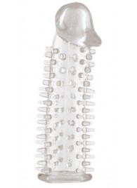 Прозрачная насадка на половой член с закрытой головкой и шипами - 12,5 см. - Toyfa Basic - в Иркутске купить с доставкой