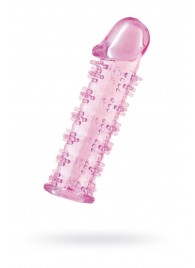 Гелевая розовая насадка на фаллос с шипами - 12 см. - Toyfa Basic - в Иркутске купить с доставкой