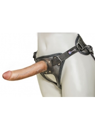 Насадка-фаллоимитатор на кожаных трусиках Harness Ultra Realistic 7  - 18 см. - LOVETOY (А-Полимер) - купить с доставкой в Иркутске