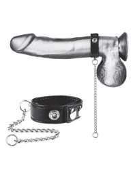 Утяжка на пенис с поводком Snap Cock Ring With 12  Leash - BlueLine - купить с доставкой в Иркутске