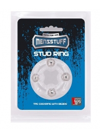 Эрекционное кольцо с 4 бусинами MENZSTUFF STUD RING CLEAR - Dream Toys - в Иркутске купить с доставкой