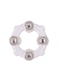 Эрекционное кольцо с 4 бусинами MENZSTUFF STUD RING CLEAR - Dream Toys - в Иркутске купить с доставкой