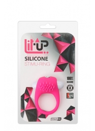 Розовое эрекционное кольцо с щеточкой LIT-UP SILICONE STIMU RING 5 - Dream Toys - в Иркутске купить с доставкой