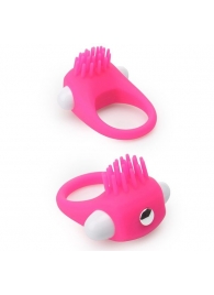 Розовое эрекционное кольцо с щеточкой LIT-UP SILICONE STIMU RING 5 - Dream Toys - в Иркутске купить с доставкой