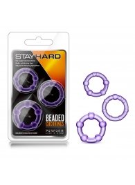 Набор из 3 фиолетовых эрекционных колец Stay Hard Beaded Cockrings - Blush Novelties - в Иркутске купить с доставкой