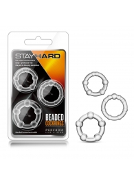 Набор из 3 прозрачных эрекционных колец Stay Hard Beaded Cockrings - Blush Novelties - в Иркутске купить с доставкой