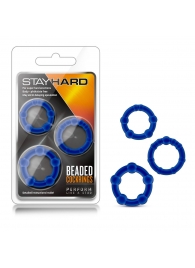 Набор из 3 синих эрекционных колец Stay Hard Beaded Cockrings - Blush Novelties - в Иркутске купить с доставкой