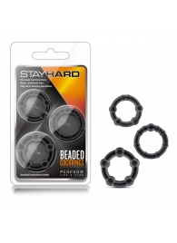 Набор из 3 чёрных эрекционных колец Stay Hard Beaded Cockrings - Blush Novelties - в Иркутске купить с доставкой