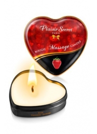 Массажная свеча с ароматом клубники Bougie Massage Candle - 35 мл. - Plaisir Secret - купить с доставкой в Иркутске