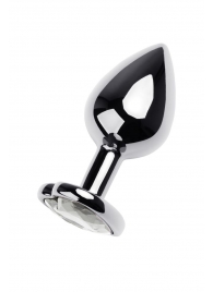 Серебристая анальная пробка с прозрачным кристаллом-сердцем - 8 см. - ToyFa - купить с доставкой в Иркутске