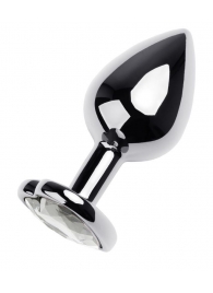 Серебристая анальная пробка с прозрачным кристаллом-сердцем - 8 см. - ToyFa - купить с доставкой в Иркутске