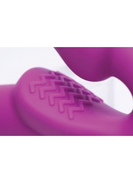 Ярко-розовый безремневой вибрострапон Evoke Vibrating Strapless Silicone Strap-on Dildo - XR Brands - купить с доставкой в Иркутске