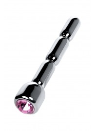 Серебристый уретральный плаг со стразом - 7 см. - ToyFa - купить с доставкой в Иркутске