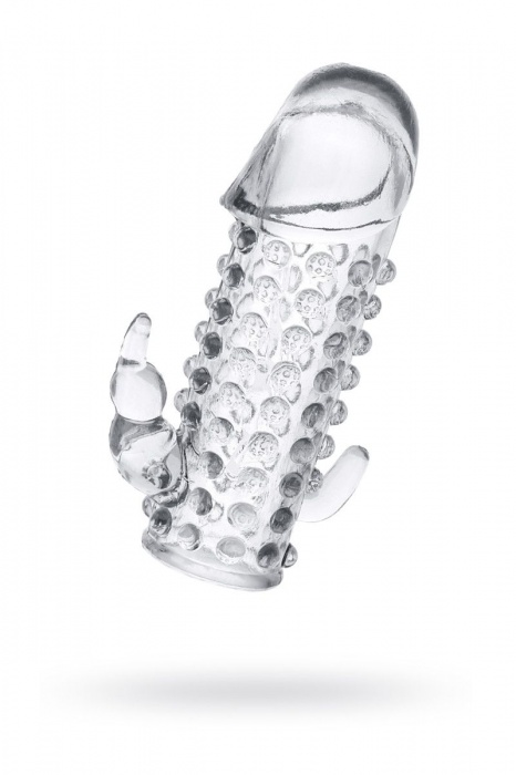 Гелевая прозрачная насадка с 2 отростками - 13 см. - Toyfa Basic - в Иркутске купить с доставкой