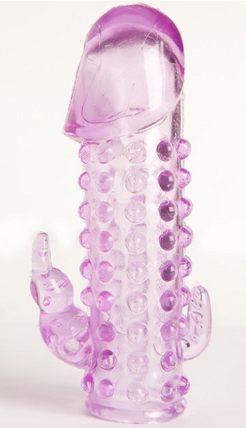 Закрытая фиолетовая насадка с 2 отростками - 13 см. - Toyfa Basic - в Иркутске купить с доставкой