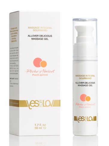 Универсальный массажный гель-смазка Allover Delicious Massage Gel с ароматом персика и аброкоса - 50 мл. - YESforLOV - купить с доставкой в Иркутске