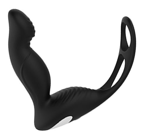 Черный вибромассажер простаты P-PLEASER W ERECTION ENHANCE - Dream Toys - в Иркутске купить с доставкой